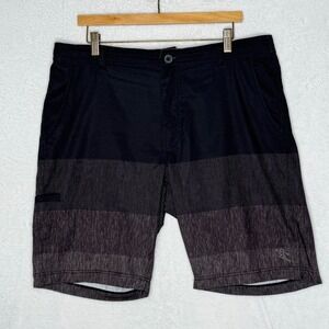 Da Hui Mens 36 Black Striped Hybrid Shorts Board Shorts Surf Swim Trunks